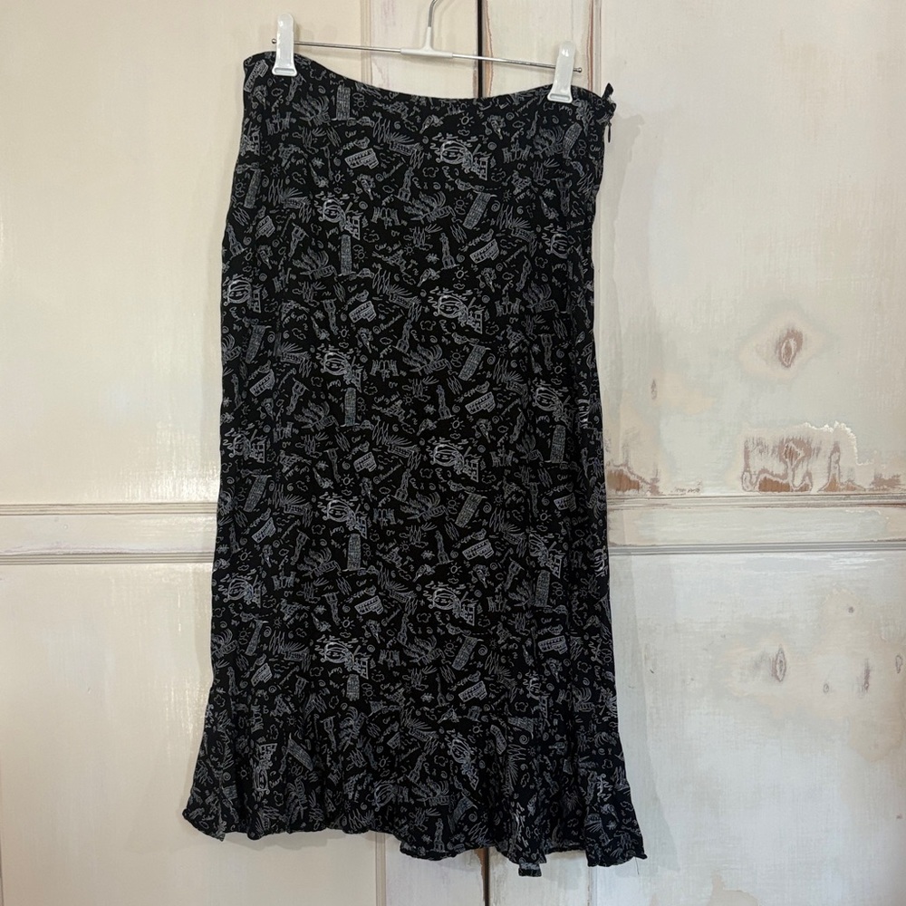 Christopher & Banks Black and White Midi Skirt